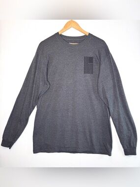 Fox Moto-X 1974 Long Sleeve Gray T Shirt crew neck monochrome graphic flag sz Lg
